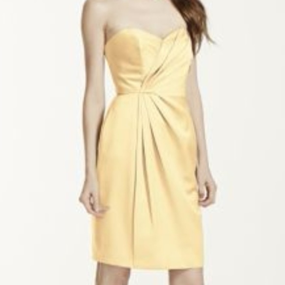 David's Bridal Dresses & Skirts - Strapless Dress with Pleating Yellow Formal 4